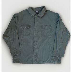 Vintage Woolrich Shirt Jacket Mid-Weight Men Size XL Utility Pocket Olive Cotton